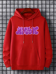Men's Cartoon Letter Print Hooded Sweatshirt for Autumn and Winter