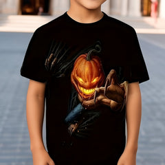 Kids Halloween Pumpkin Face Monster 3D Print Shirt