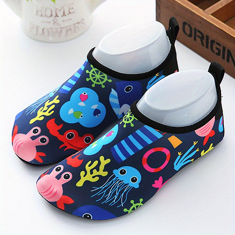 Boys Cartoon Octopus & Crab Water Shoes Non Slip Lightweight Soft Water Socks