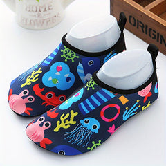 Boys Cartoon Octopus & Crab Water Shoes Non Slip Lightweight Soft Water Socks