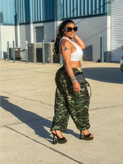 Y2K Camo Print Cami Cargo Jumpsuit Sleeveless Backless Summer Pockets