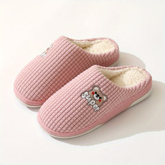 Men's Plaid Cartoon Print Slip On House Shoes