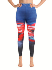 Sunset Print Skinny Leggings High Waist Stretchy Leggings