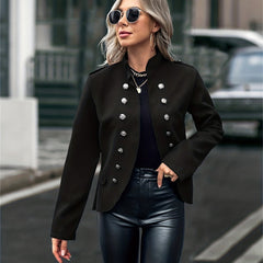 Button Decor Jacket Casual Open Front Outerwear