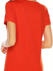 Pumpkin Print NightDress Halloween Short Sleeve Crew Neck Pajama Dress