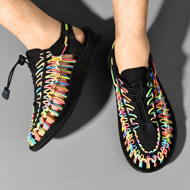 Women's Colorful Woven Rope Slip on Summer Sandals