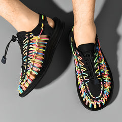 Women's Colorful Woven Rope Slip on Summer Sandals