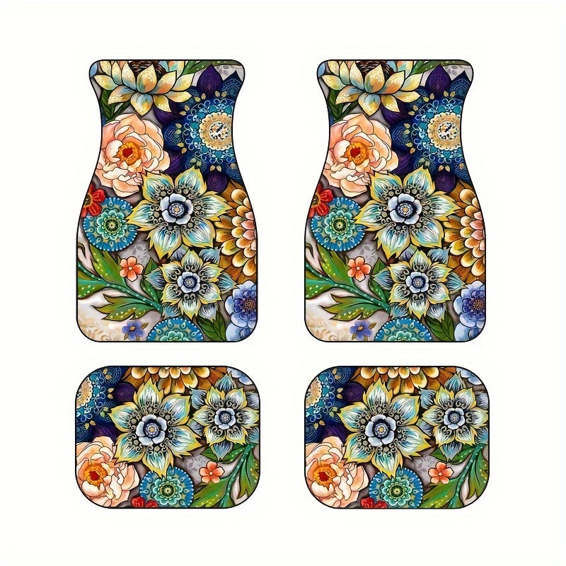 4pcs Horror Skull Car Floor Mats Water Absorbent Non-slip Stain Resistant Mats