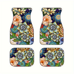 4pcs Horror Skull Car Floor Mats Water Absorbent Non-slip Stain Resistant Mats