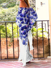 Floral Swimsuit Set with Sheer Cover Up Shirt & Trouser