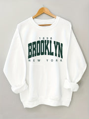 Letter Print Crew Neck Sweatshirt for Women