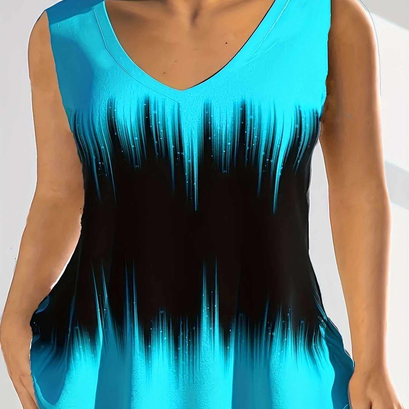Ombre Print V Neck Tank Top