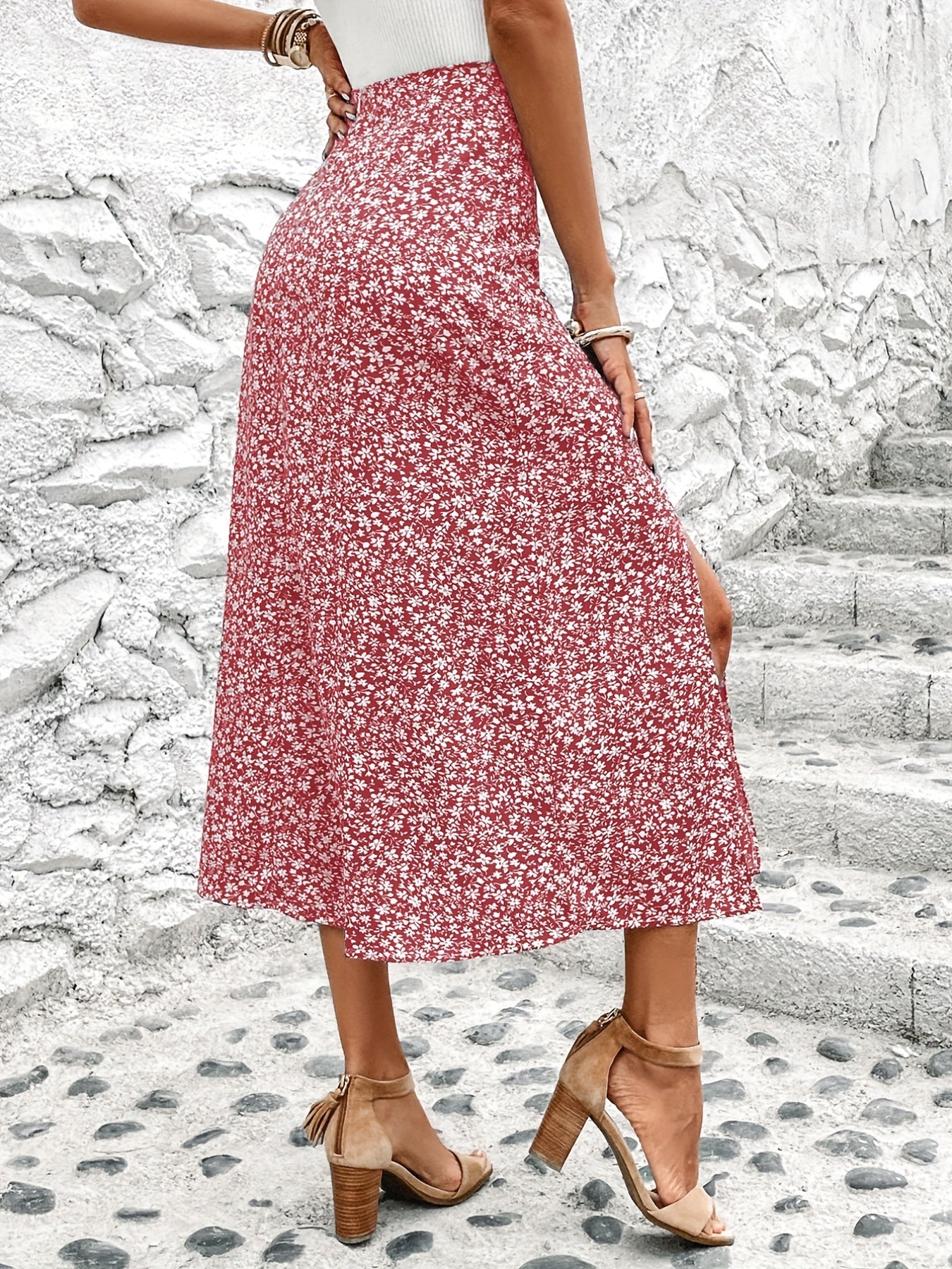 Boho Floral Print Maxi Skirt for Women