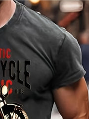 Men's Motorcycle Print T shirt Casual Street Style Tee Shirt