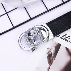 Men's Silver Buckle PU Leather Belt