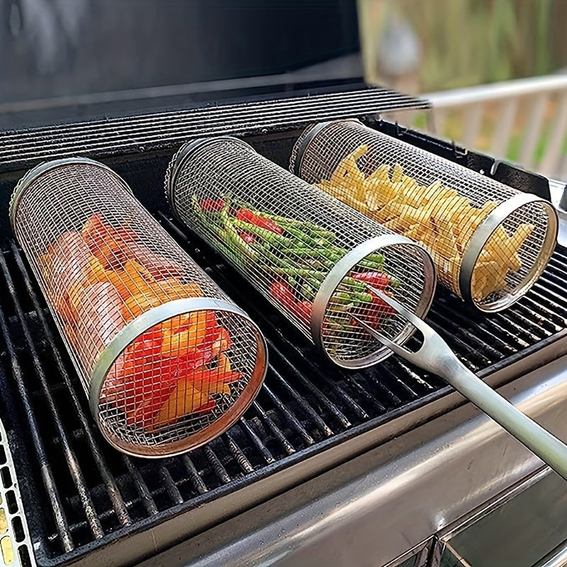 Stainless Steel BBQ Grill Basket for Veggies, Fries, Fish