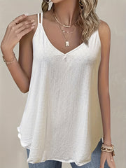 Eyelet Embroidered V Neck Tank Top