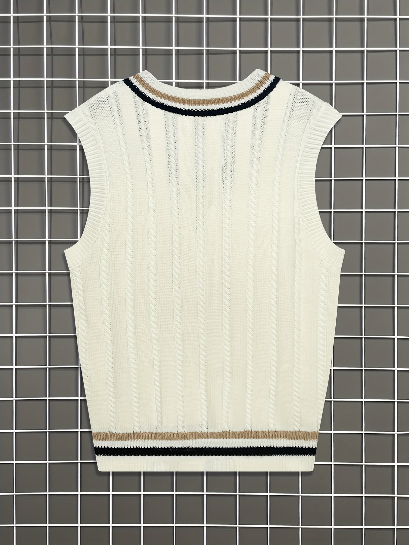 Preppy V-Neck Vest for Men Vintage Style Fall Winter