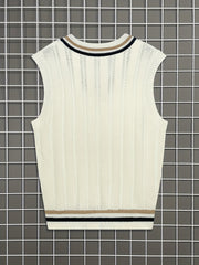 Preppy V-Neck Vest for Men Vintage Style Fall Winter