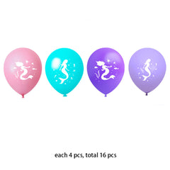 16pcs Mermaid Theme Balloon Birthday Party Decoration 30 Latex Balloons