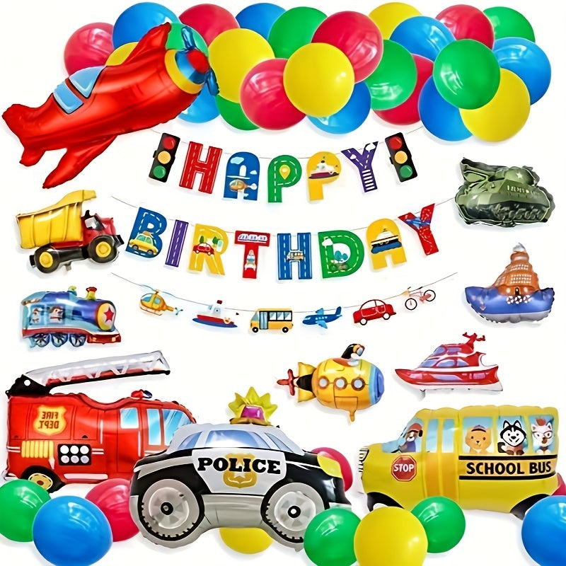 60pcs Transport Vehicle Party Decor Balloon Sticker Set