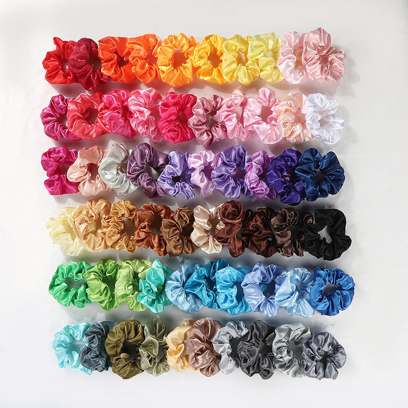 60pcs Satin Silk Hair Scrunchies Hair Bands for Women Curly Hair Accessories
