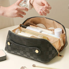 Portable Toiletry Bag for Women Travel PU Leather Cosmetic Bag Large Organizer