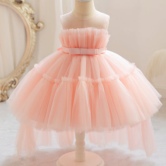 Girls' Princess Dress Birthday Flower Girl Belted Tutu Dress