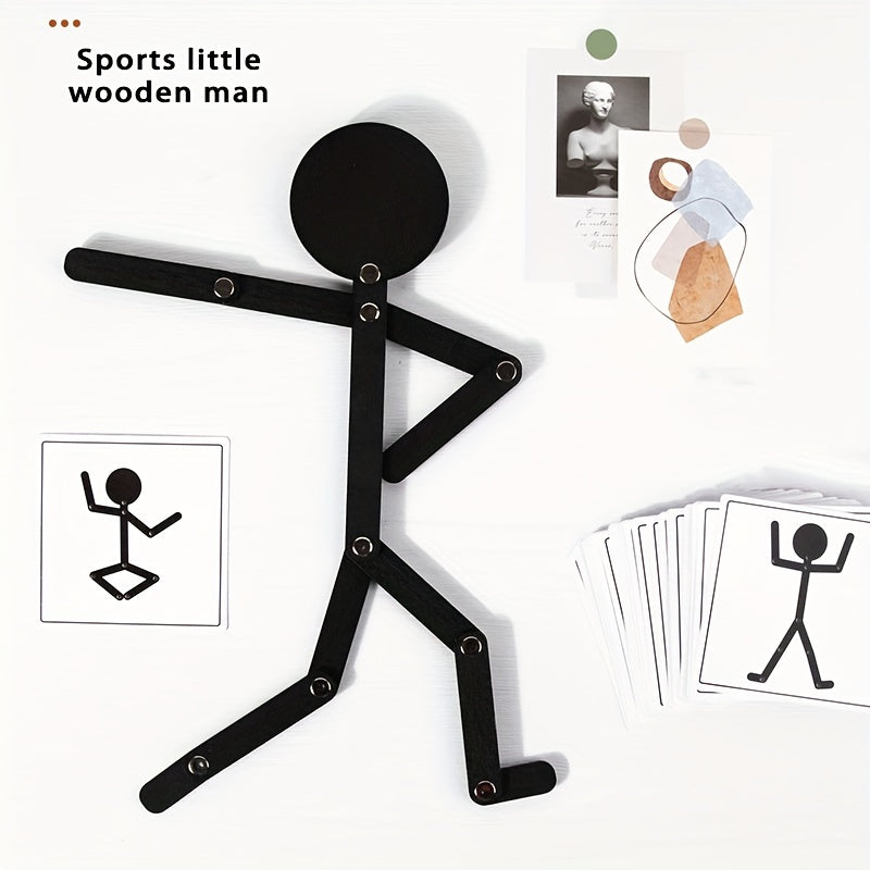 Educational Wooden Man Toy for Kids, Creative Pattern Sports Intelligence Toy