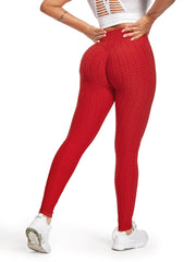 High Waist Textured Yoga Pants Tummy Control Leggings