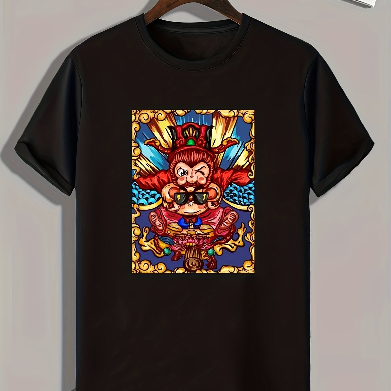 Cartoon Print Men's Graphic T-shirt for Summer