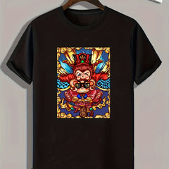 Cartoon Print Men's Graphic T-shirt for Summer