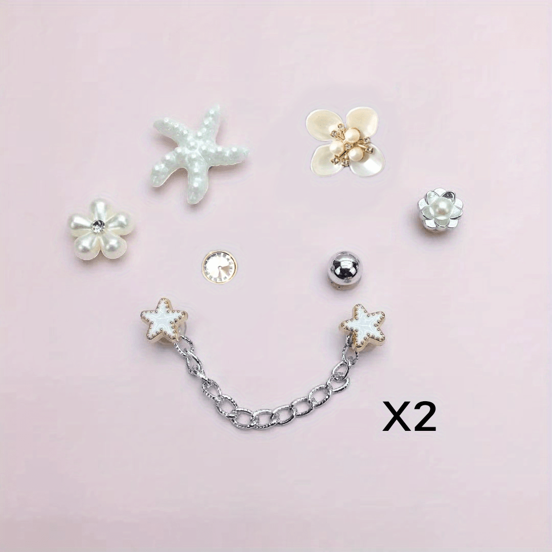 14pcs Crocodile Sandal Topper DIY Removable Flower Buckle