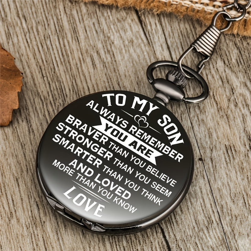To My Son Quartz Pocket Watch With Thick Chain