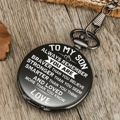 To My Son Quartz Pocket Watch With Thick Chain
