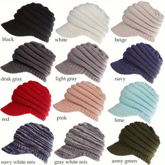 Winter Baseball Cap Ponytail Knit Hat For Women