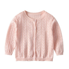 Girls Hollow Out Long Sleeve Button Up Cardigan Baby Kids Clothes