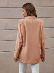 Lapel Neck Overcoat Blazer for Work - Women's Clothing