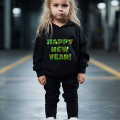 OERYUI Happy Year Hooded Pullover Pants Set for Boys & Girls
