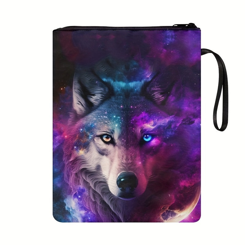 Space Wolf Book Sleeve, Hippie Book Protector Pouch, Hardcover Book Gift