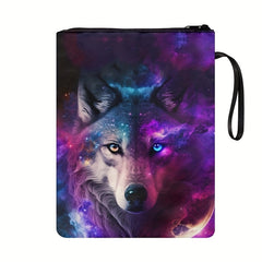 Space Wolf Book Sleeve, Hippie Book Protector Pouch, Hardcover Book Gift
