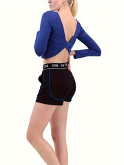 Backless Long Sleeve Yoga T-shirt for Women