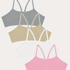 4pcs Girls Crisscross Back Bras Soft Bralette Teens 7-11 Years