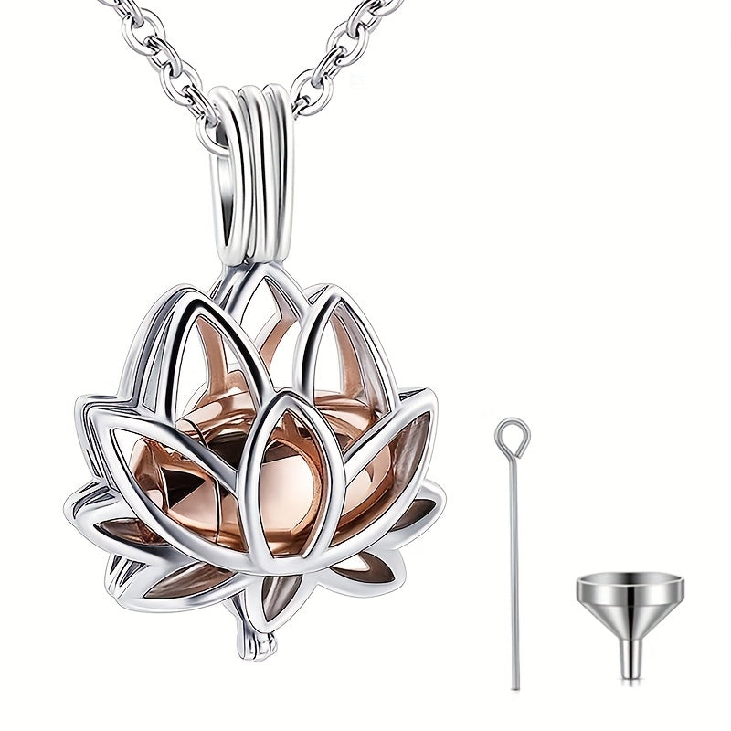 Lotus Flower Cremation Necklace with Keepsake Urn
