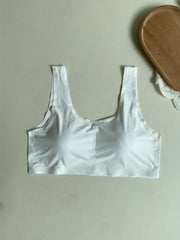 Sports Bra Solid Breathable Padded Round Neck Fitness Bra