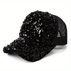 Sequin Baseball Cap Spring Summer Openwork Mesh Cap for Men and Women