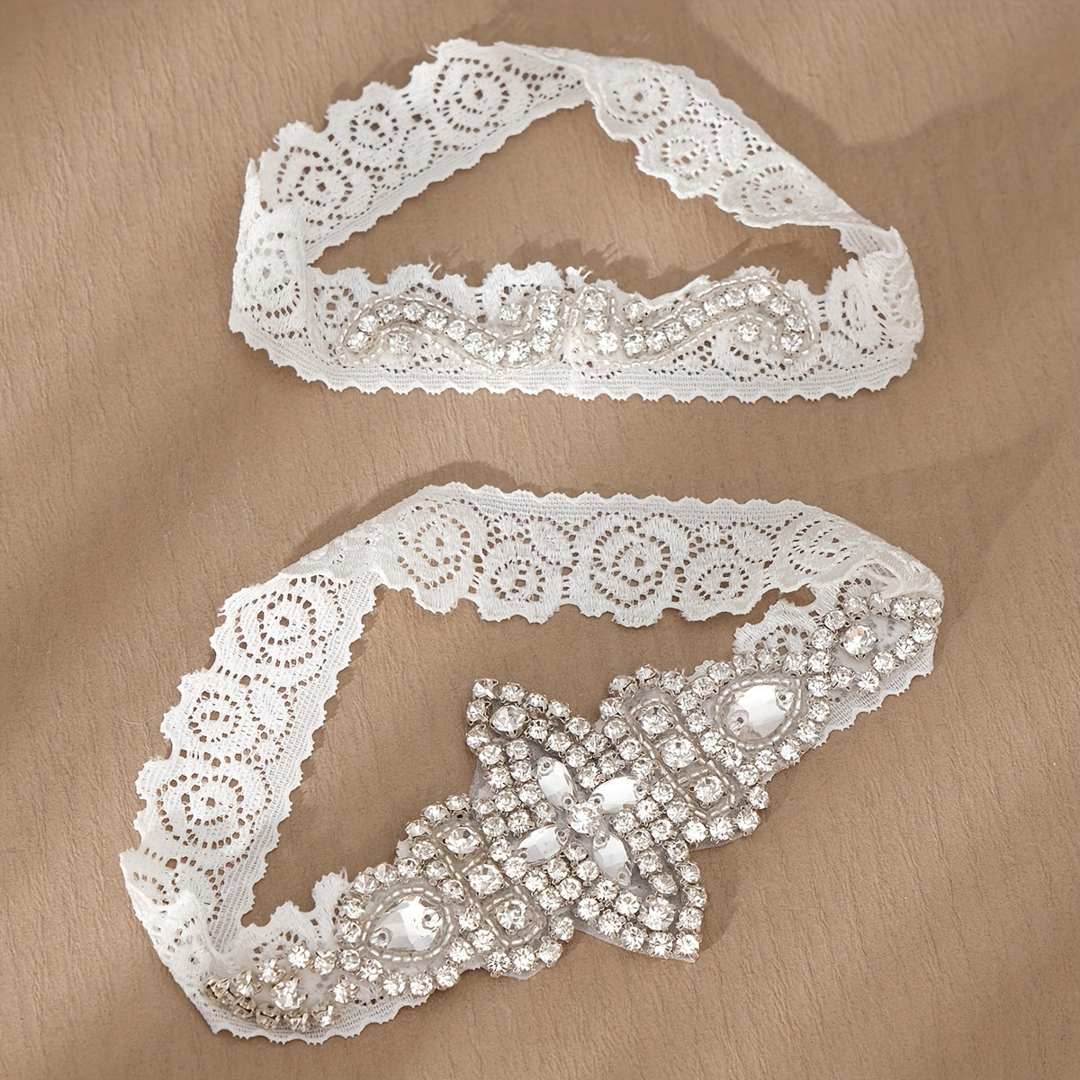 Bridal Gown Leg Accessory Set with Hand Sewn Fishnet Thigh Straps