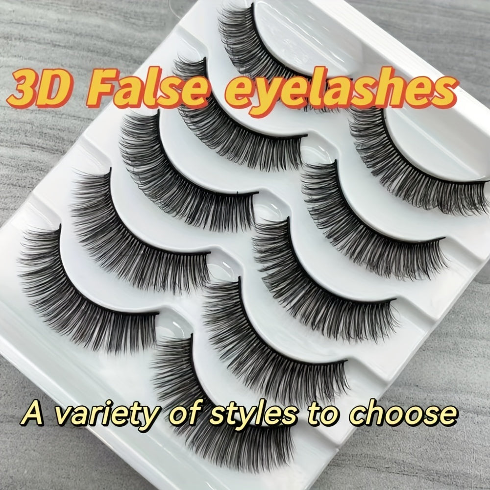 3D False Eyelashes Chemical Fiber Natural Bushy Lashes 5 Pairs