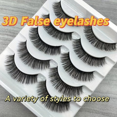 3D False Eyelashes Chemical Fiber Natural Bushy Lashes 5 Pairs