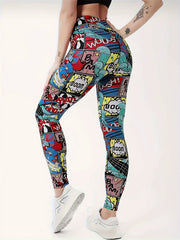 Cartoon Print Yoga Leggings High Waist Slim Fitness Pants